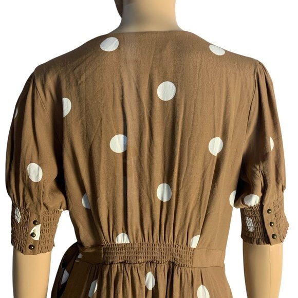 Maeve Anthropologie Bernice Midi Polka Dot Wrap Dress Sz 8P 8 with Pockets - Picture 9 of 14